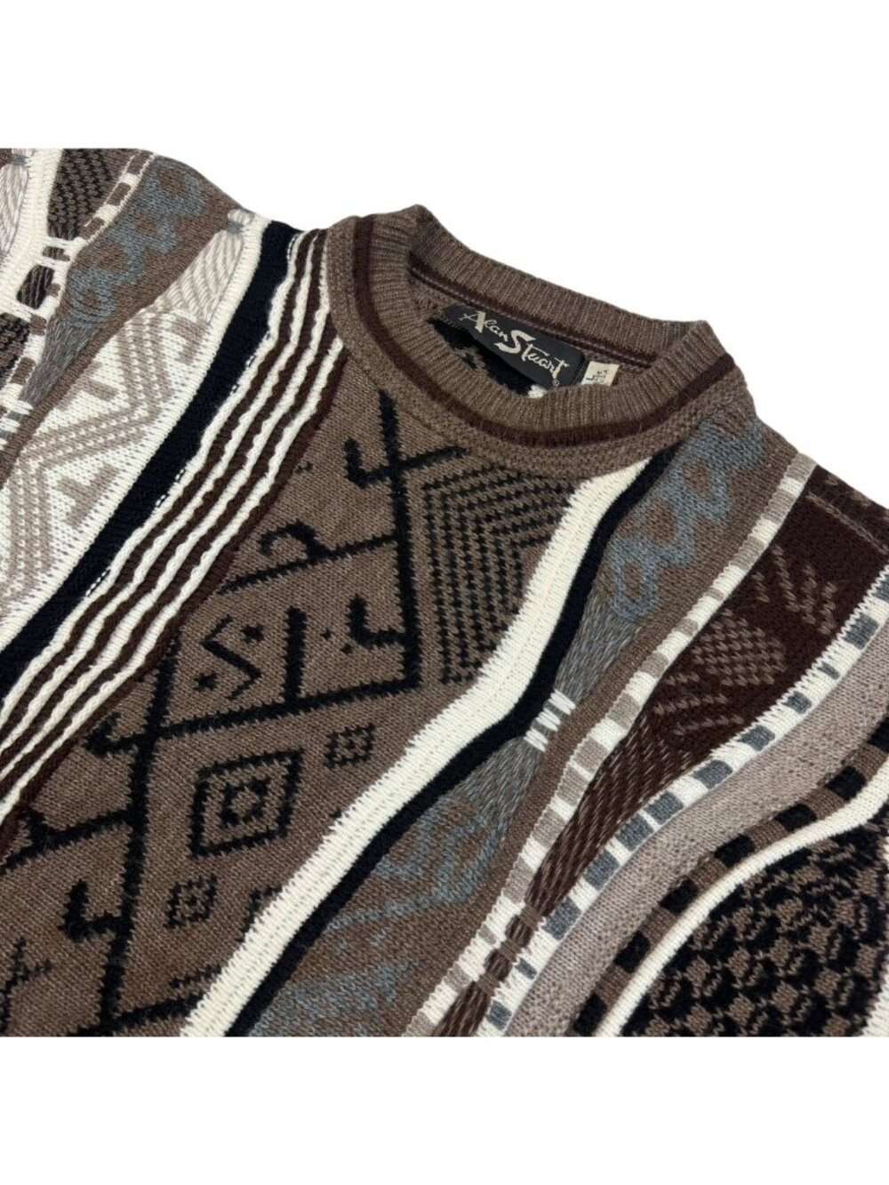 VTG Alan Stuart Men's Grandpa Textured Cosby Coogi Sweater Brown • Large